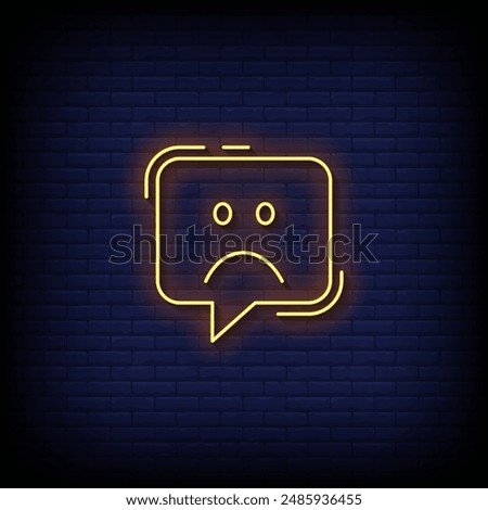 frowning emoji symbol neon sign vector