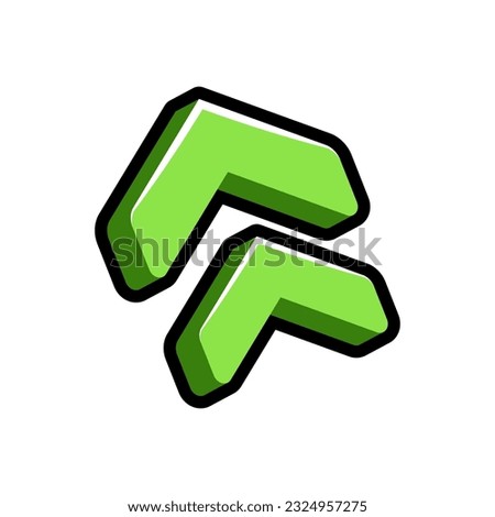 Isolated flat 3d upgrade icon for game, interface, sticker, app. The sign in a cartoon style for match 3 or hyper casual. The sprite can be used like a craft element in hyper casual mobile game