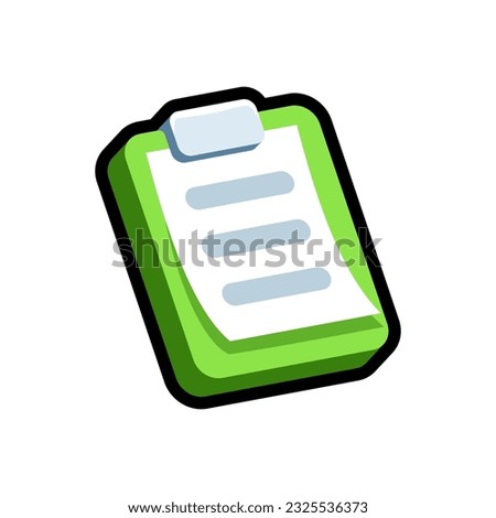 Isolated flat 3d list icon for game, interface, sticker, app. The sign in a cartoon style for match 3 or hyper casual. The sprite can be used like a craft element in hyper casual mobile game