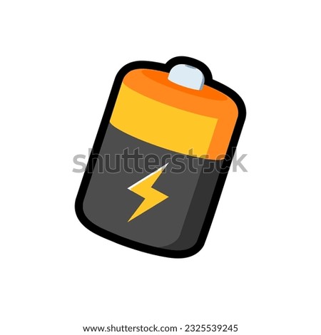 Isolated flat 3d battery icon for game, interface, sticker, app. The sign in a cartoon style for match 3, arcade, rpg. The sprite for craft element in hyper casual mobile game