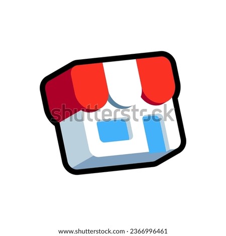 Isolated flat 3d market icon for game, interface, sticker, app. The sign in a cartoon style for match 3, arcade, rpg. The sprite for craft element in hyper casual mobile game