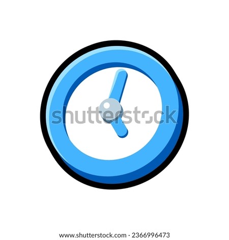 Isolated flat 3d clock icon for game, interface, sticker, app. The sign in a cartoon style for match 3, arcade, rpg. The sprite for craft element in hyper casual mobile game