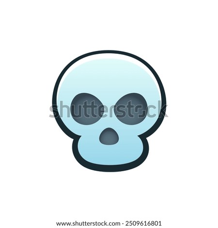 Isolated flat 3d skull icon for game, interface, sticker, app. The sign in a cartoon style for match 3, arcade, rpg. The enemy sprite for craft element in hyper casual mobile game