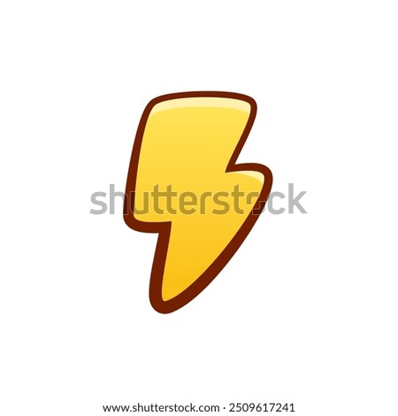 Isolated flat 3d lightning icon for game, interface, sticker, app. The sign in a cartoon style for match 3, arcade, rpg. The energy sprite for craft element in hyper casual mobile game