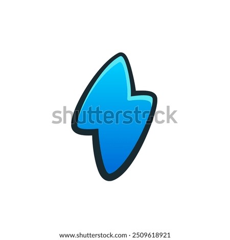 Isolated flat 3d energy icon for game, interface, sticker, app. The sign in a cartoon style for match 3, arcade, rpg. The lightinng sprite for craft element in hyper casual mobile game