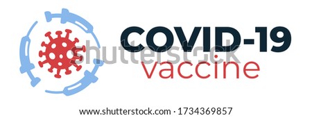 Coronavirus 2019-nCoV vaccine or cure logo concept with syringes about time when Covid-19 disease is defeated, medical victory over the virus. Flat vector illustration for headers, posters, flyers.