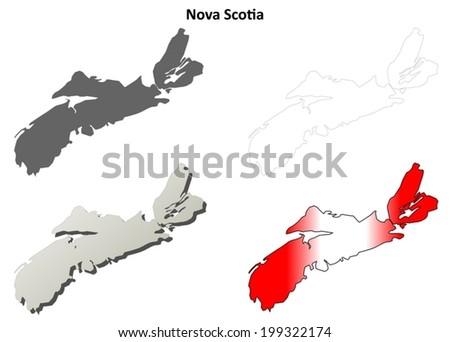 Nova Scotia Blank Outline Map Set - Vector Version - 199322174 ...