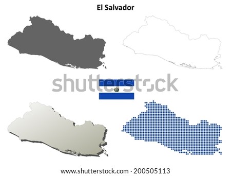 El Salvador blank detailed outline map set - vector version