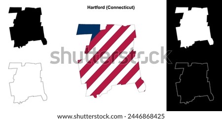 Hartford County (Connecticut) outline map set
