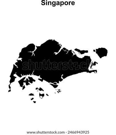 Singapore blank outline map design