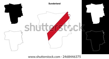 Sunderland blank outline map set