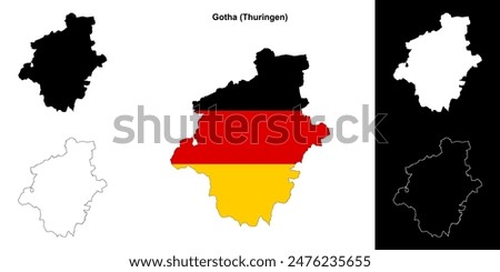 Gotha (Thuringen) blank outline map set