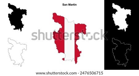 San Martin region outline map set