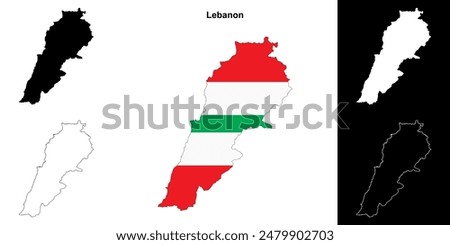 Lebanon blank outline map set