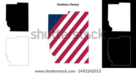 Kaufman County (Texas) outline map set