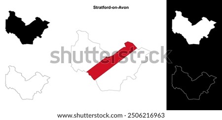 Stratford-on-Avon blank outline map set