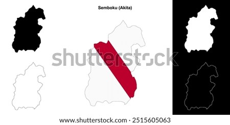 Semboku (Akita) outline map set