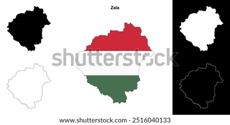 Zala county outline map set