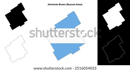 Almirante Brown department (Buenos Aires) outline map set