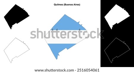 Quilmes department (Buenos Aires) outline map set