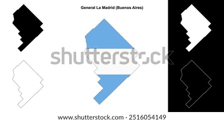 General La Madrid department (Buenos Aires) outline map set