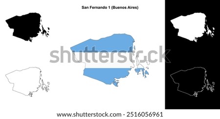 San Fernando 1 department (Buenos Aires) outline map set