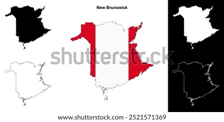 New Brunswick blank outline map set