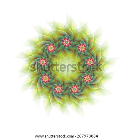 Nine branched circular fractal flower design