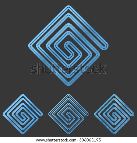 Blue line technology logo design set
