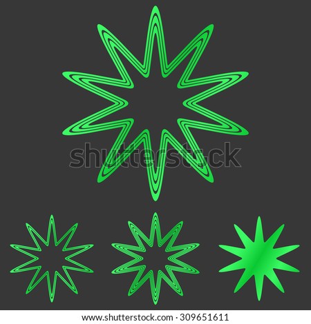 Green line star logo design set