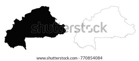 Burkina Faso outline map - detailed isolated vector country border contour maps of Burkina Faso on white background