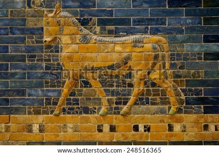 BERLIN, GERMANY 22 JANUARY 2015 The Pergamon Museum in Berlin, which houses monumental exhibits such as Babylon\'s Ishtar Gate and its colorful ceramic motifs, is undergoing renovations until 2020.