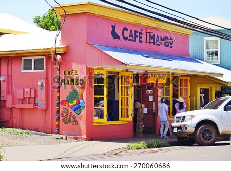 PAIA, HI -30 MARCH 2015- Paia, a cute town with restaurants and art galleries and the last stop on the Road to Hana on the North Shore of Maui, is often called the World Capital of Windsurfing.