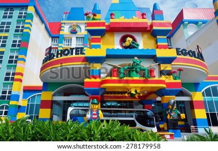 JOHOR, MALAYSIA -3 AUGUST 2015- Opened in 2012, Legoland Malaysia was the first international amusement park in Nusajaya and the first Legoland in Asia. Attractions are all Lego-themed.
