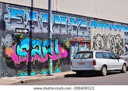 DARWIN, AUSTRALIA -10 AUGUST 2014- Colorful painted walls and graffiti street art in Darwin, the capital of the Northern Territory of Australia.