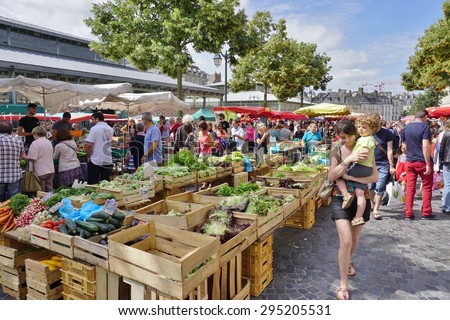 RENNES, FRANCE -4 JULY 2015- Founded in 1622, the Marche des Lices, a weekly farmers market in the Brittany capital, is the third largest market in France with more than 290 vendors.