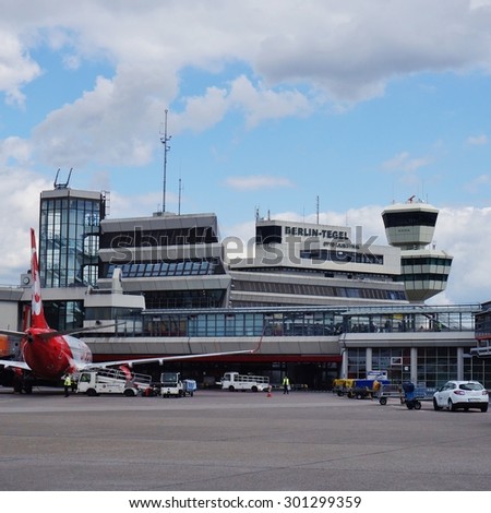 BERLIN, GERMANY -29 JULY 2015- The main airport in Berlin is Tegel (TXL), known in German as the Flughafen Berlin-Tegel Otto Lilienthal. It will close when the new Berlin-Brandenburg opens.