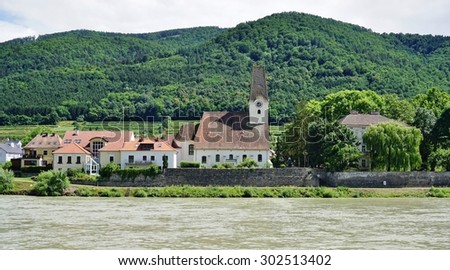 SPITZ, AUSTRIA -25 JULY 2015- The town of Spitz an der Donau along the Danube River in the picturesque Wachau Valley, a UNESCO World Heritage Site, in Lower Austria.