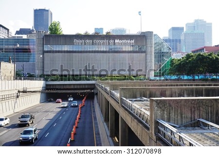 MONTREAL, CANADA -20 AUGUST 2015- The Palais des Congres convention and exhibition center in Montreal, located on Place Jean-Paul Riopelle next to Chinatown.