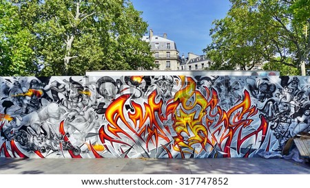 PARIS, FRANCE -28 JULY 2015- Graffiti street art in the French capital. Paris has become one of the European centers for graffiti street art.