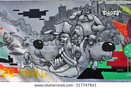 PARIS, FRANCE -28 JULY 2015- Graffiti street art in the French capital. Paris has become one of the European centers for graffiti street art.