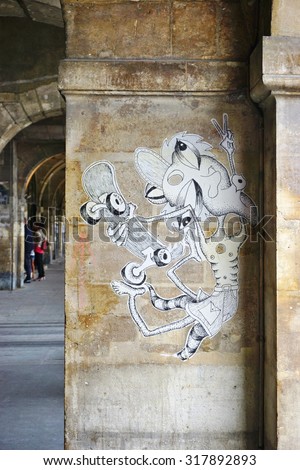 PARIS, FRANCE -8 JULY 2015- Graffiti street art in the French capital. Paris has become one of the European centers for graffiti street art.