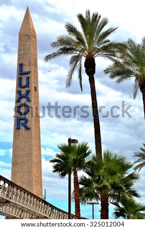 LAS VEGAS, NV -25 AUGUST 2013- Located on the Strip in downtown Las Vegas, United States, the Luxor Las Vegas hotel and casino includes replica of famous attractions in ancient Egypt.