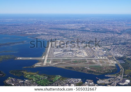 Aerial view of the John F. Kennedy International Airport (JFK) in Queens, New York Stock fotó © 