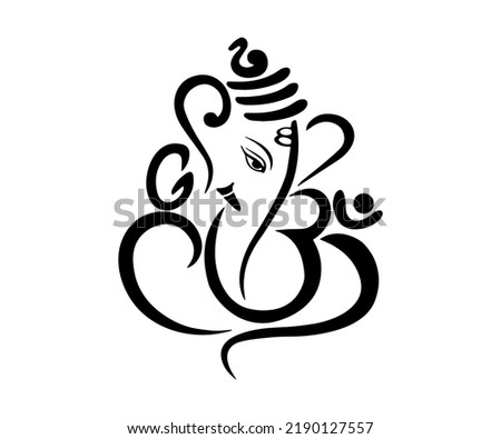lord Ganesh. Puja. Ganesh Chaturthi. It is used for postcards, prints, textiles, tattoo. Ornament beautiful card with God Ganesha. Illustration of Happy Ganesh Chaturthi.om Ganesh.