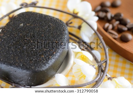 coffee scrubb and spa soap with flower