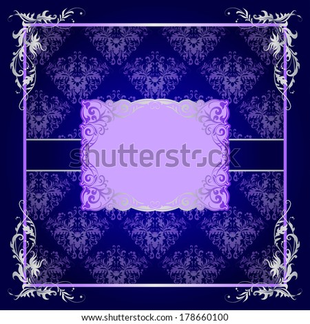 Royal blue frame background with  lace seamless.