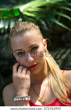 Portrait of a woman in the jungle