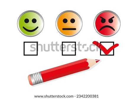 mood rating with pencil ticking angry face box to express displeasure.