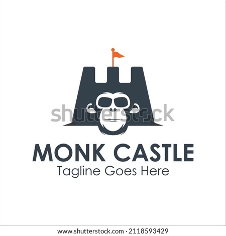 Monk Castle Logo Design Template with camera icon simple and unique. perfect for business, company, wildlife, store, mobile, etc.